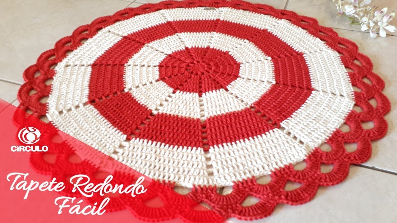 TAPETE REDONDO SUPER FÁCIL EM CROCHÊ- Crochê Fácil #edilenefitipaldi #crochêfácil