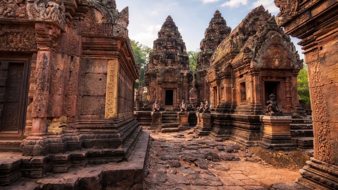 Banteay Srei sin Multitudes 🌸 | Templo de Angkor en Silencio | Paseo 4K Real