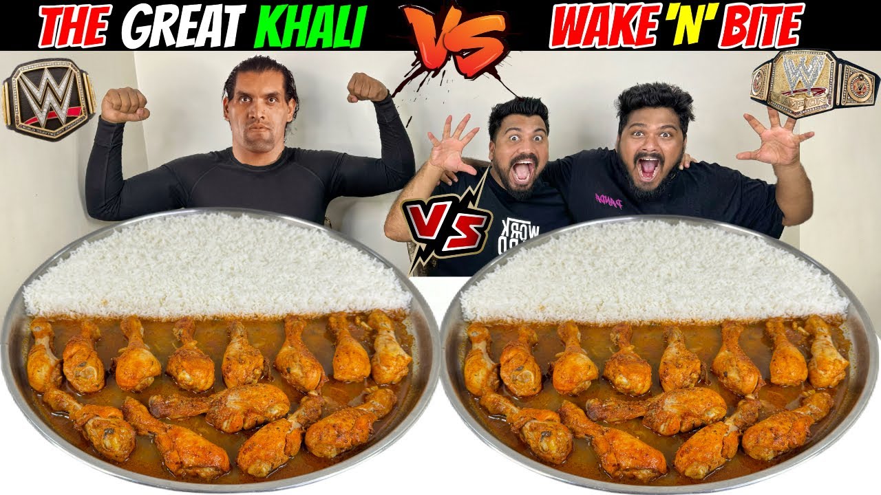 THE GREAT KHALI vs WAKE’N’BITE😱 BIGGEST SPICY CHICKEN THALI EATING CHALLENGE🔥 (Ep-750)
