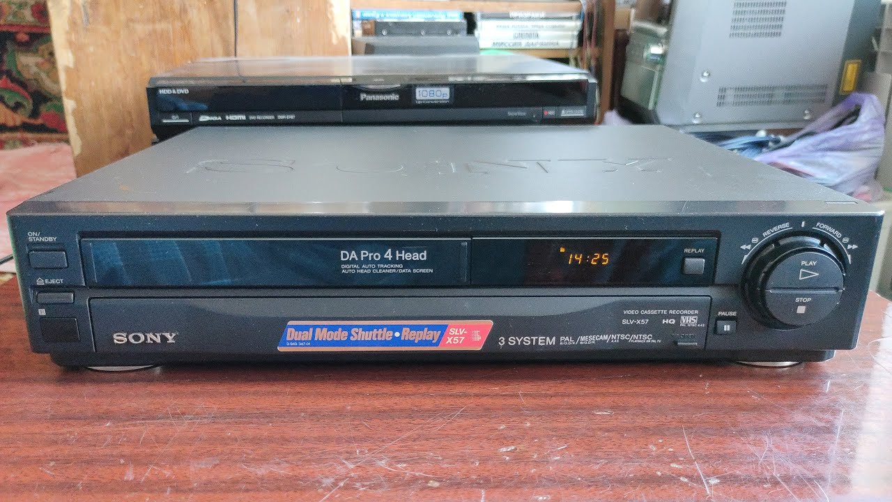 Sony SLV-X57PS Video Cassette Recorder - Перемотка к началу и выброс кассеты