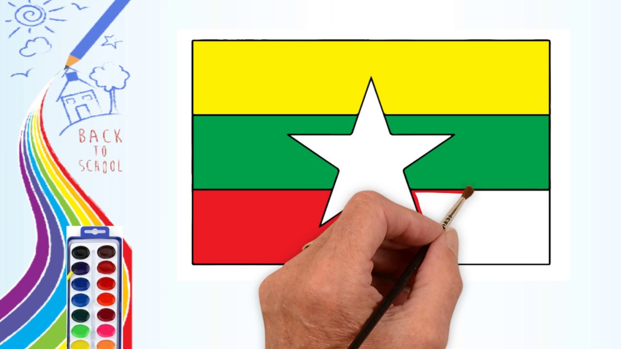 How to Draw- myanmar Flag - Drawing the myanmar Flag - Art Colors for Kids | Drawing logo Channel