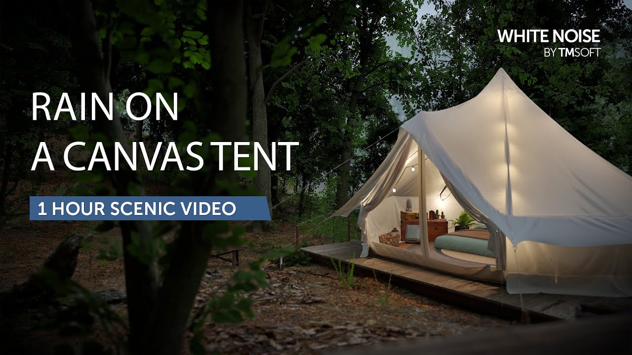 Cozy Glamping Canvas Tent Rain - 1 Hour Scenic Video in 4k