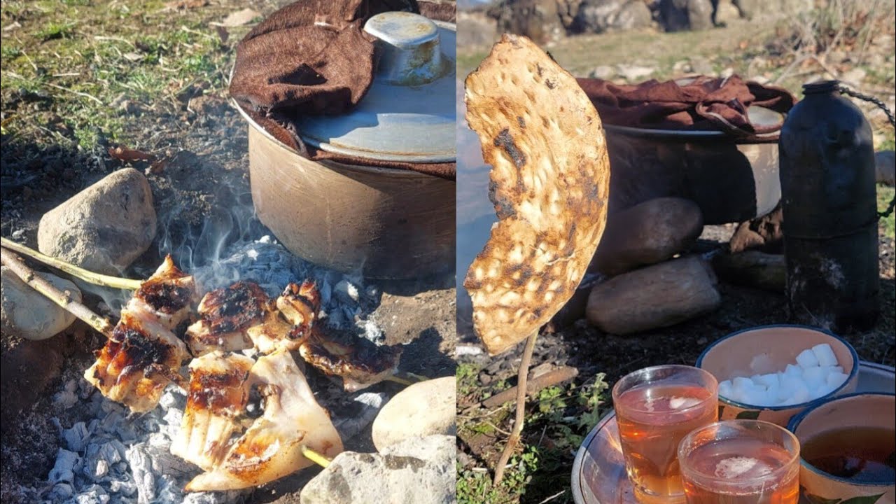 نارنجی‌پلو و کباب ماهی؛ یک غذای خوش‌رنگ و خوش‌عطر در دل طبیعت