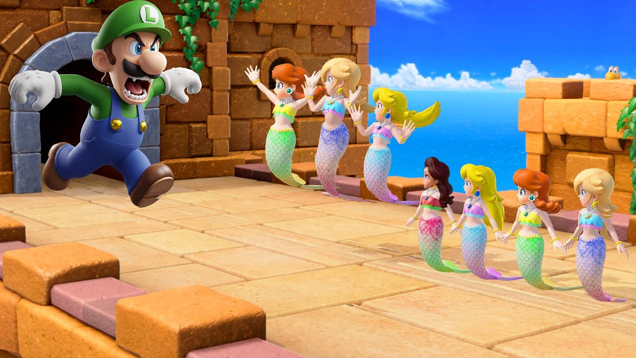 Super Mario Party All Minigames With All Princess Mermaid Costume