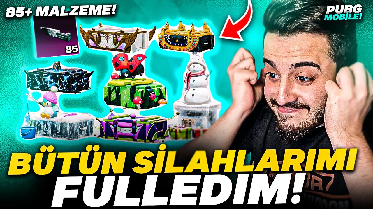 BÜTÜN SİLAHLARIMI FULLUYORUM! 80 MALZEME ÇIKARDIM! BATTIK :( PUBG Mobile