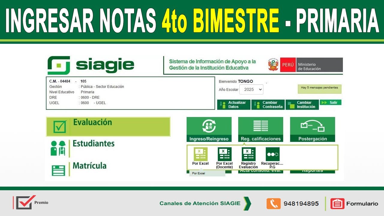 Ingreso de notas del Cuarto Bimestre - NIVEL PRIMARIA