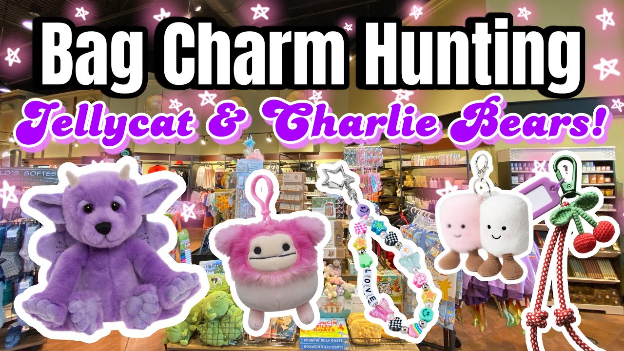 Hunting for CUTE Bag Charms! • Shop + Thrift With Me for Jellycat, Charlie Bears, Labubu Purse Ring