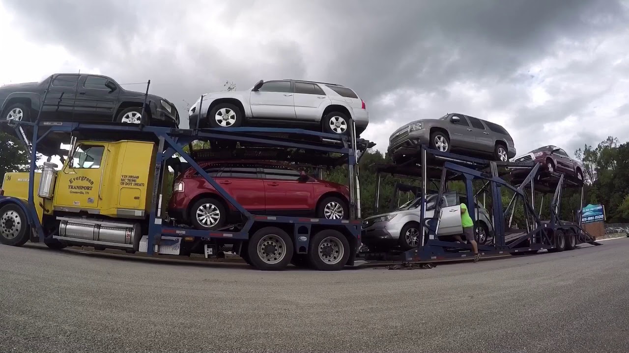 Unloading a car hauler