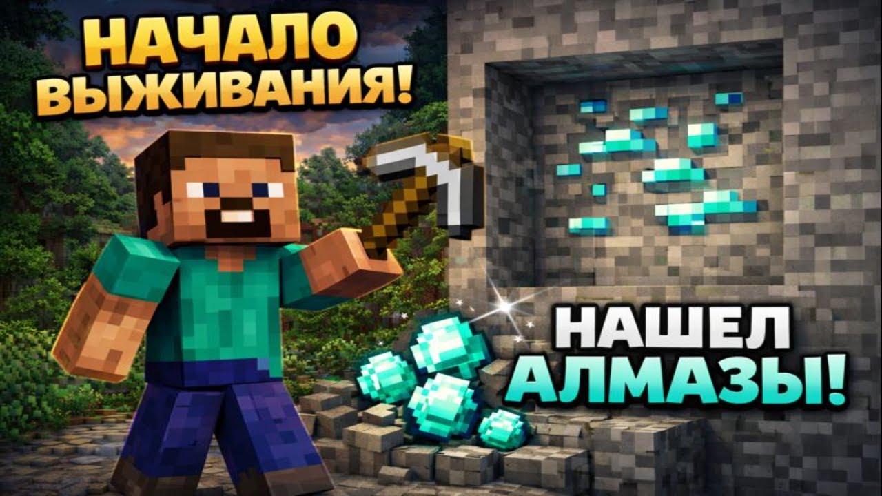 НАЧАЛ ВЫЖИВАНИЕ И СРАЗУ НАШЕЛ АЛМАЗЫ | Minecraft Выживание #1