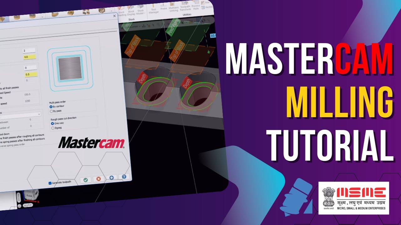 Mastercam Milling Tutorial in Tamil | 2D + 3D Toolpath Guide