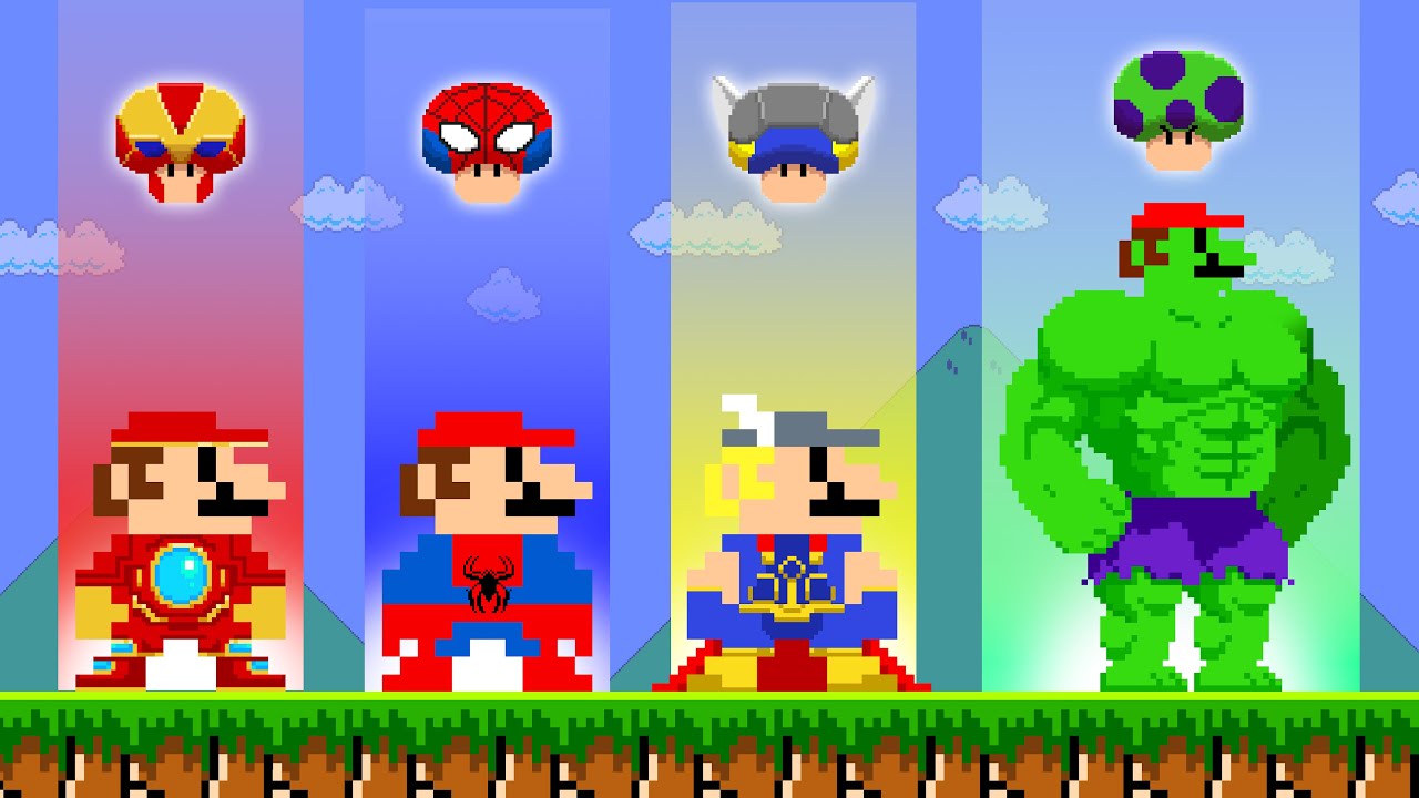 Super Mario The AVENGERS Power Ups Version: Who is Winner? | ADN MARIO GAME