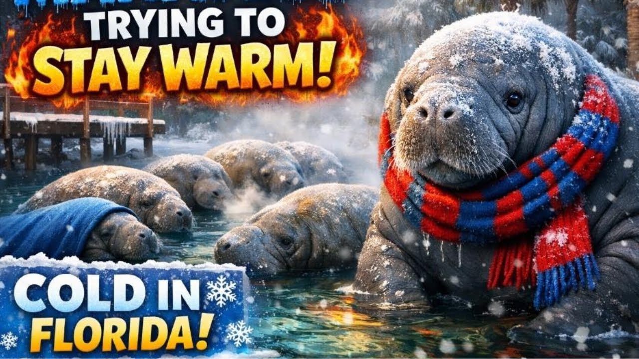 Manatees escaping the cold.