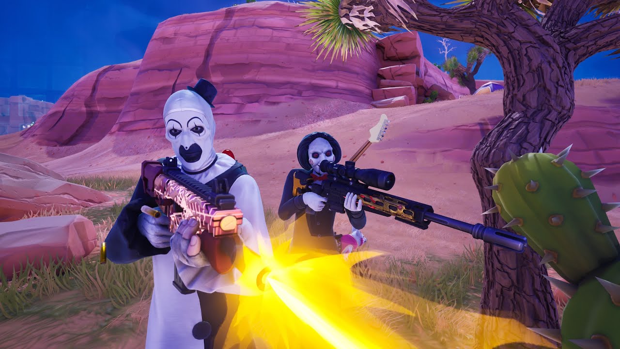 Art The Clown gets carried by Saw Billy in Fortnite Reload Gameplay 