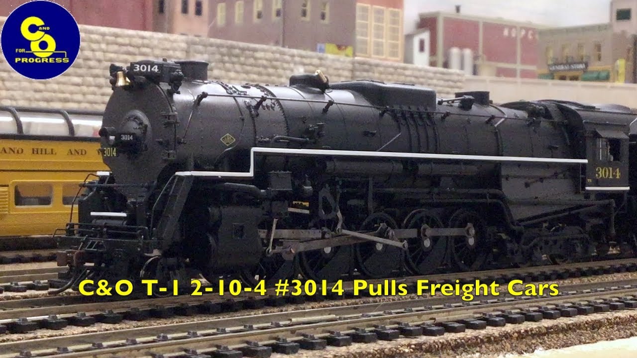 C&O T-1 2-10-4 #3014 Pulls Freight Cars