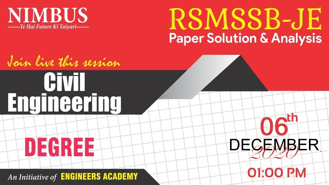 RSMSSB -JE Paper Analysis & Solution | Civil Engineering | RSMSSB Degree Paper Solution - 6 December