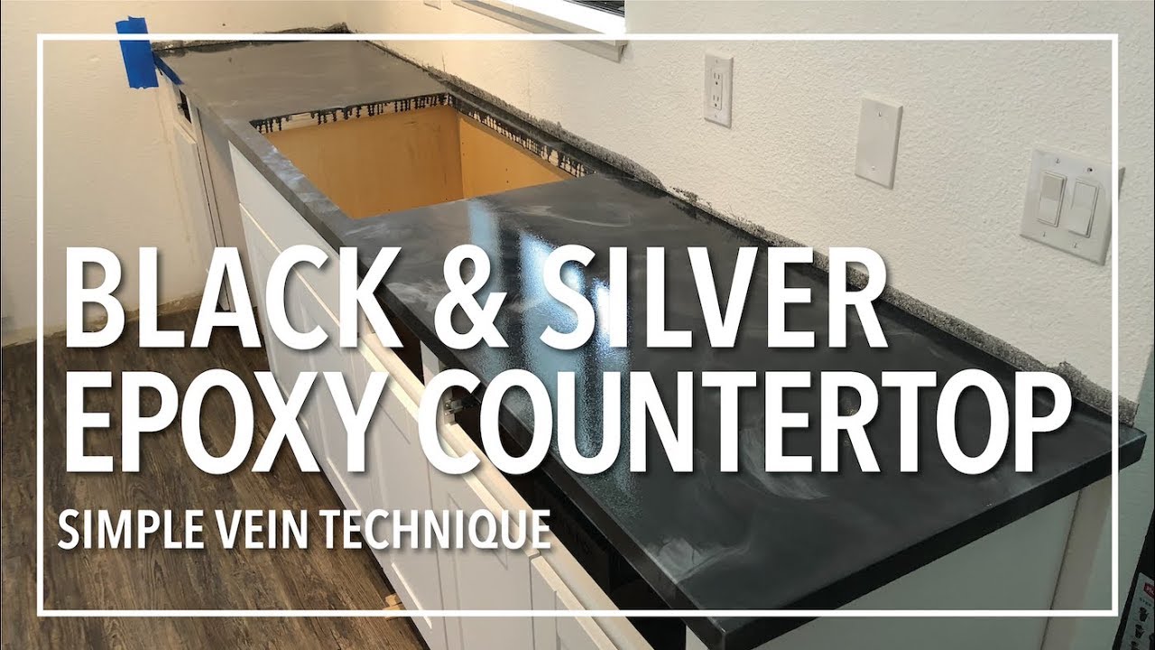 Black & Silver Metallic Epoxy Countertop | Simple Vein Technique
