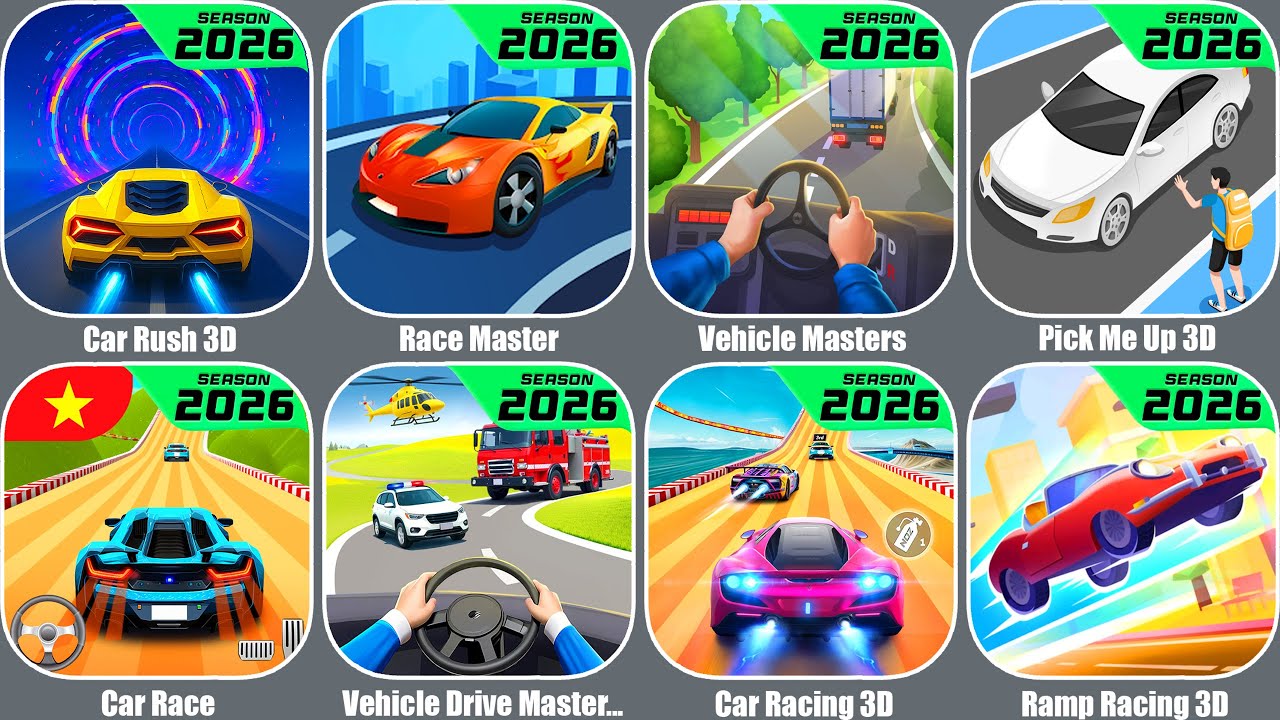 Vehicle Masters,Car Rush 3D,Race Master,Pick Me Up 3D,Car Race,Vehicle Drive Master,Ramp Racing 3D