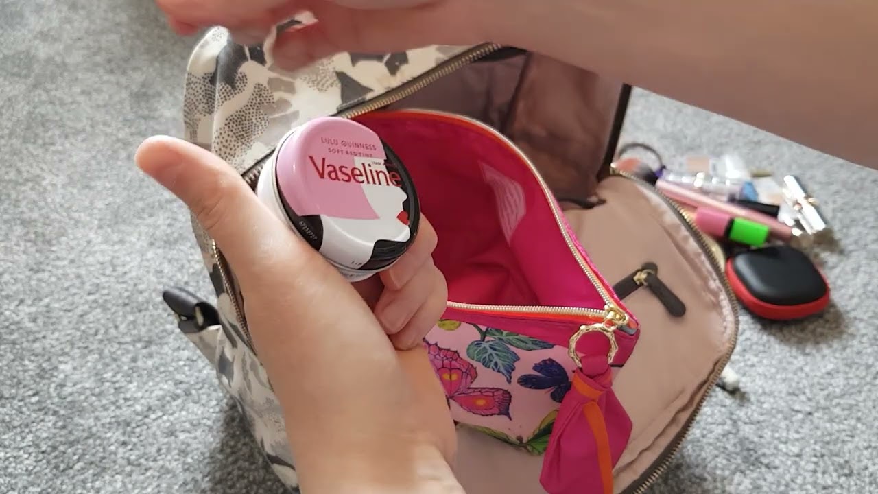 ASMR backpack rummage and sort (No talking) zippers, crinkles and makeup sounds