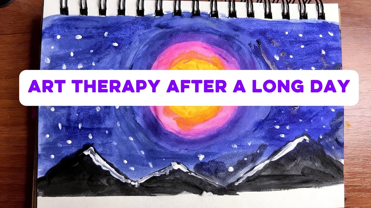 Relaxing Night Landscape Painting with Gouache | Art Therapy