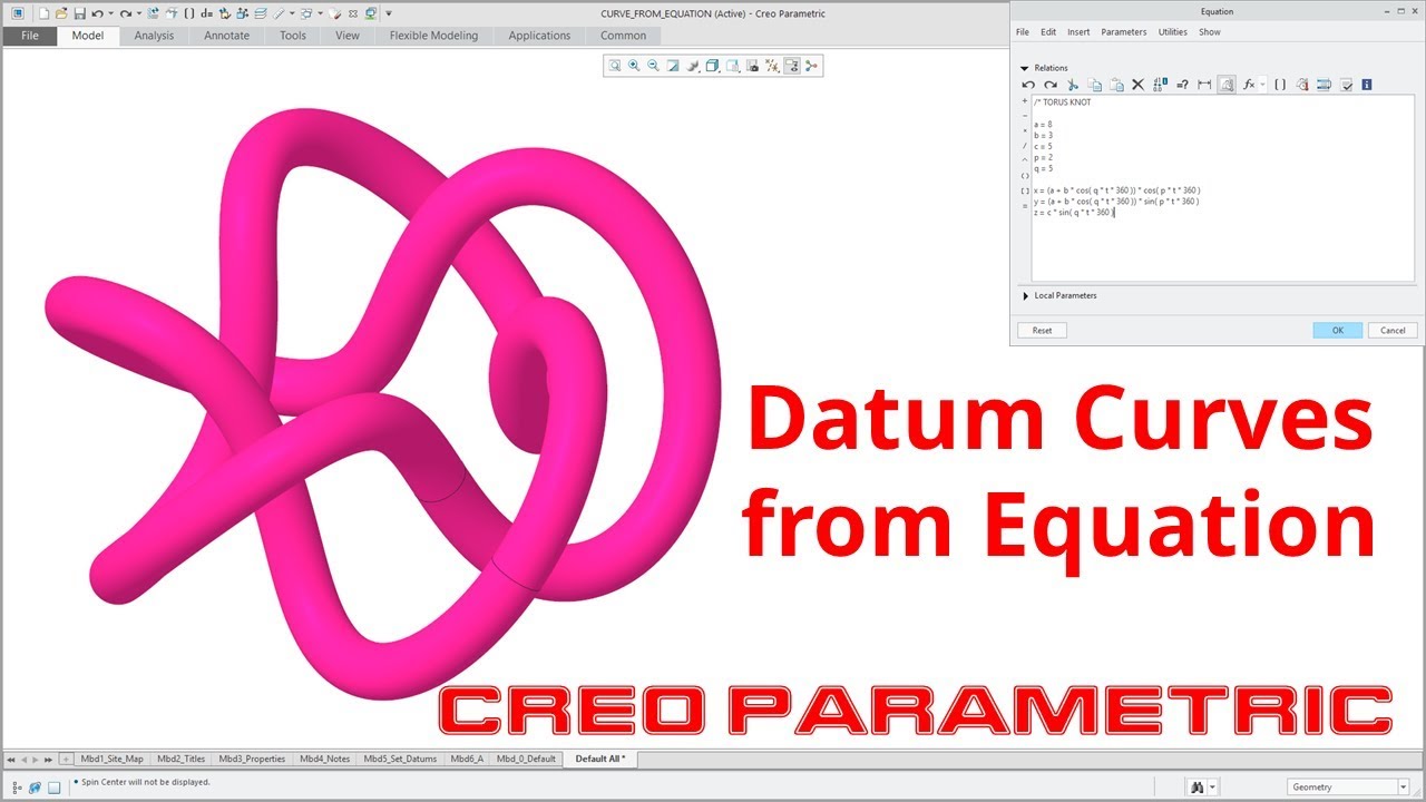 Учебное пособие Creo Parametric — Базовые кривые из уравнения