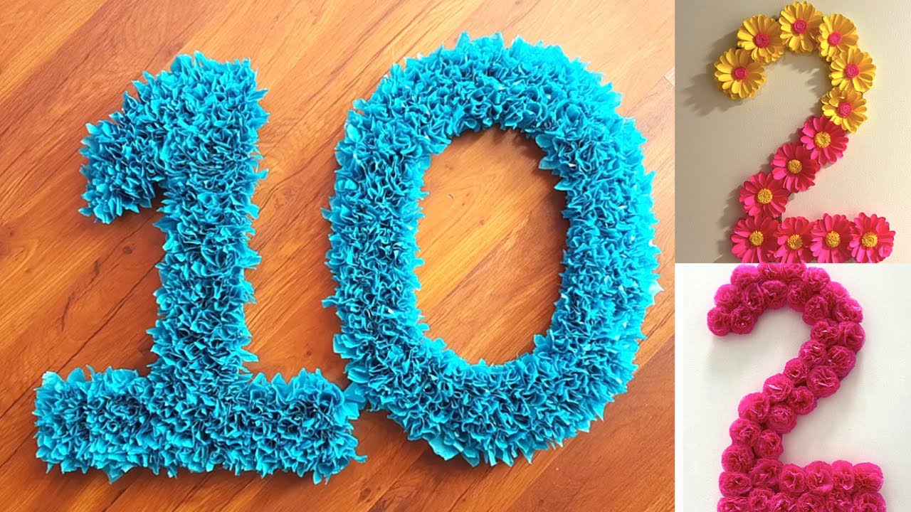 DIY 3D Floral Numbers/Letters for Birthday & Anniversary Decoration | Baby shower Decoration ideas