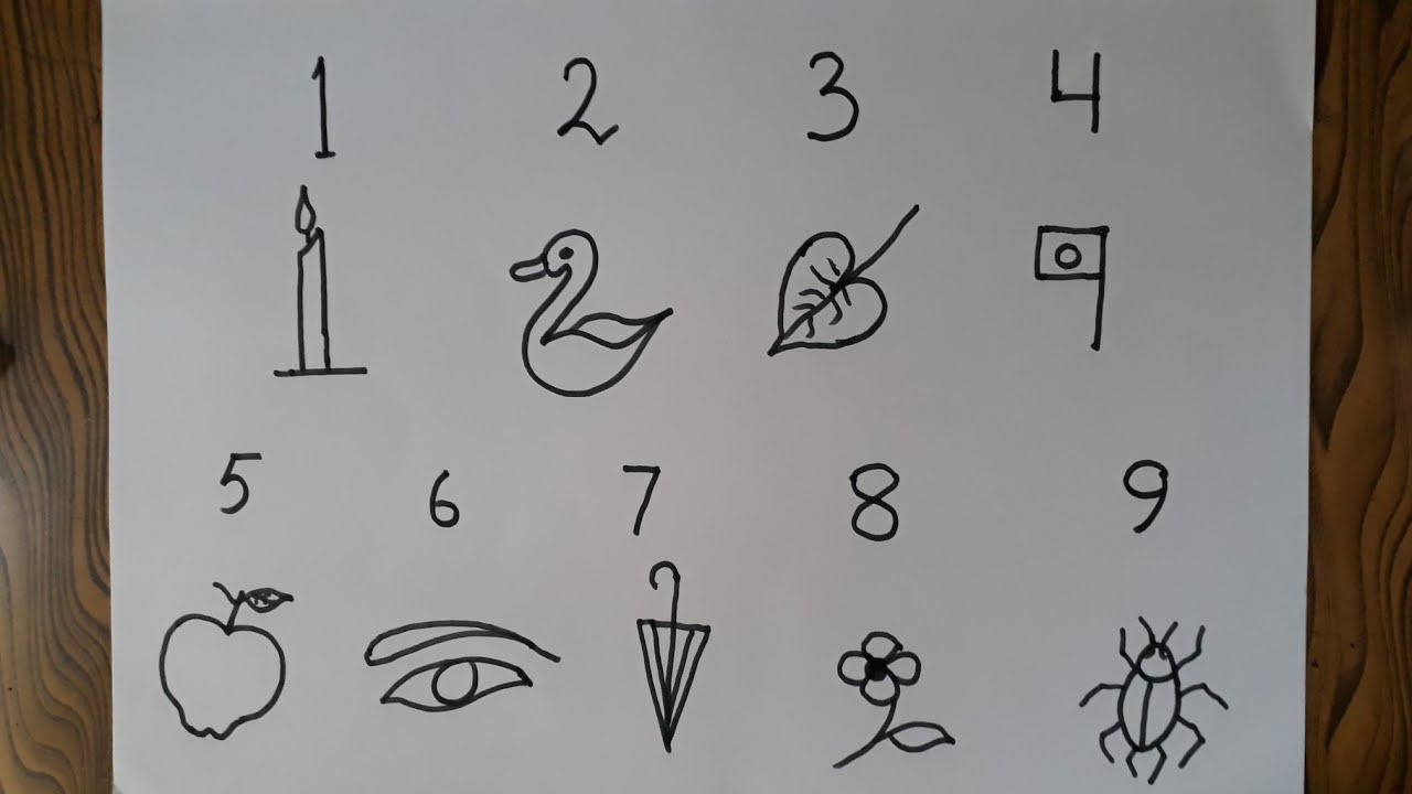 How to draw pictures from numbers 1 to 9