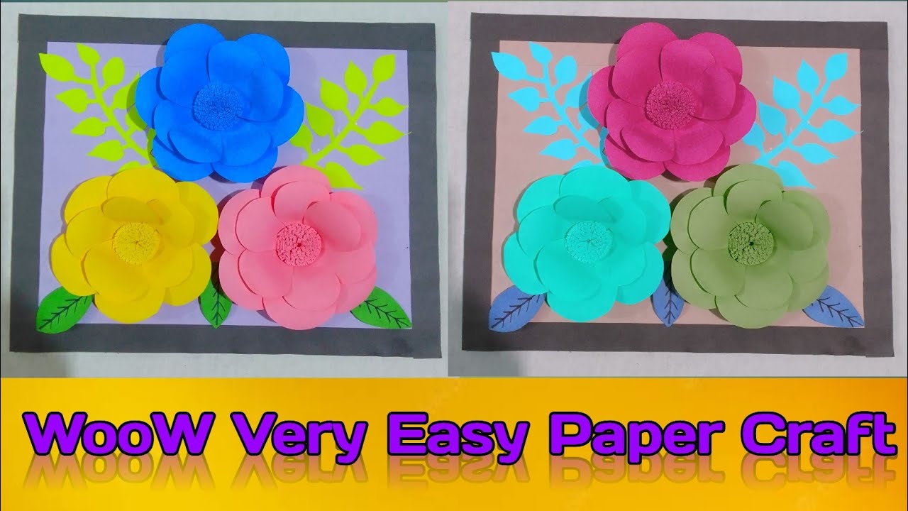 Very Easy Paper Flower Craft 🌸 | Beautiful Wall Hanging | Paper Craft for Beginners