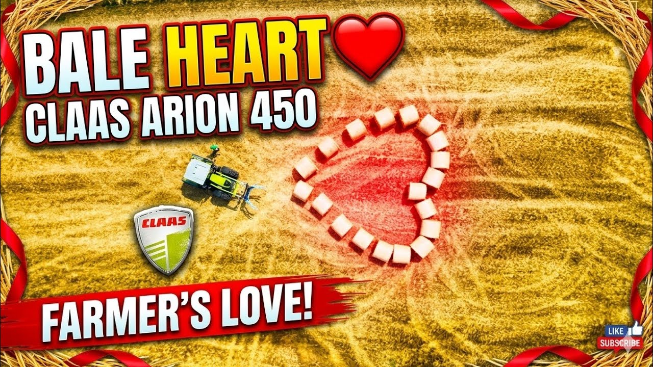I Made a Heart of Straw Bales with Claas Arion 450 ❤️🚜 #valentineday #farmlife #claas #love