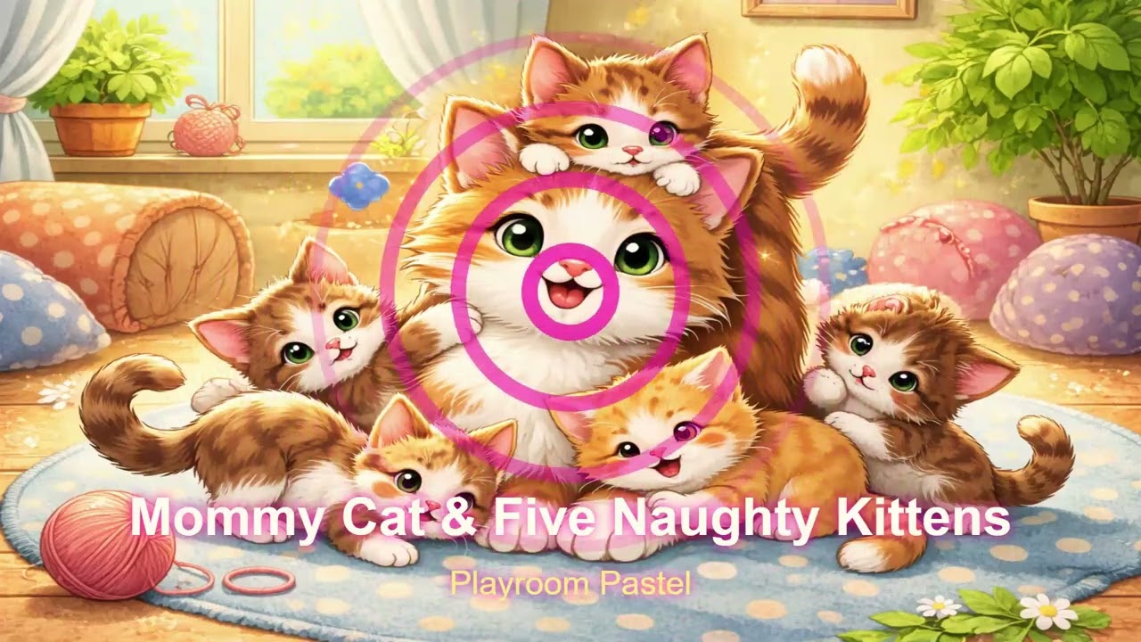 Mommy Cat & Five Naughty Kittens