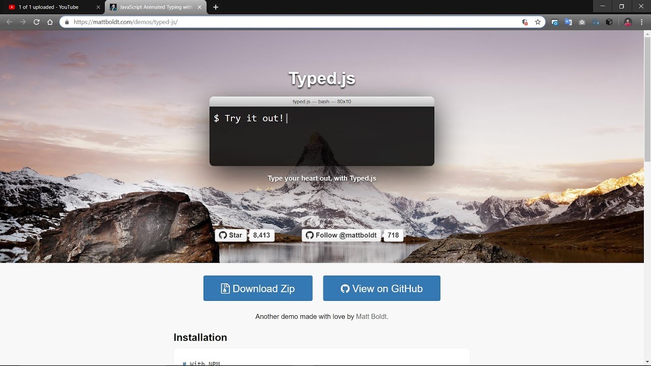 Animated Typed.js  jQuery Plugin Customization 2019 Updated Tutorial