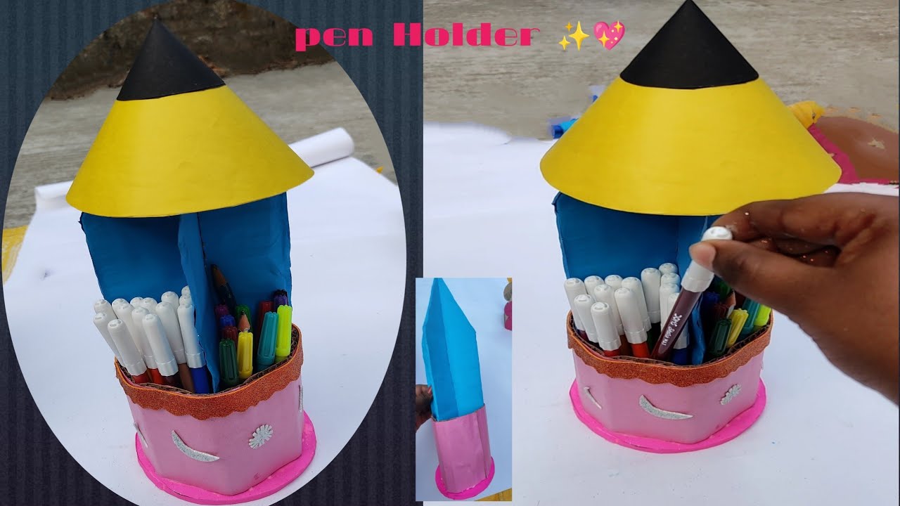 ✏️Pencil Shape Pen Holder Making at Home।Easy School Craft
