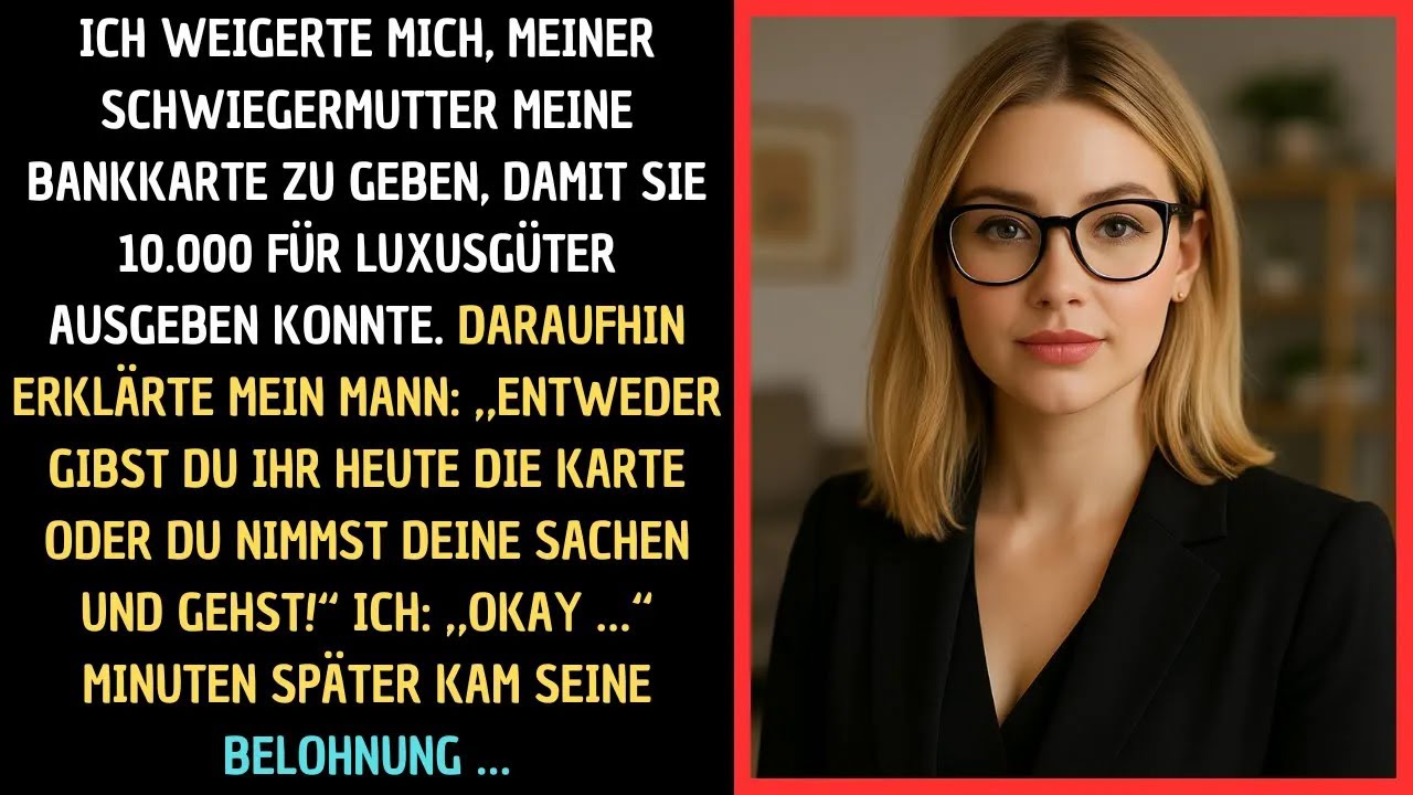 Ich weigerte mich, meiner Schwiegermutter meine Karte zu geben – mein Mann warf mich raus