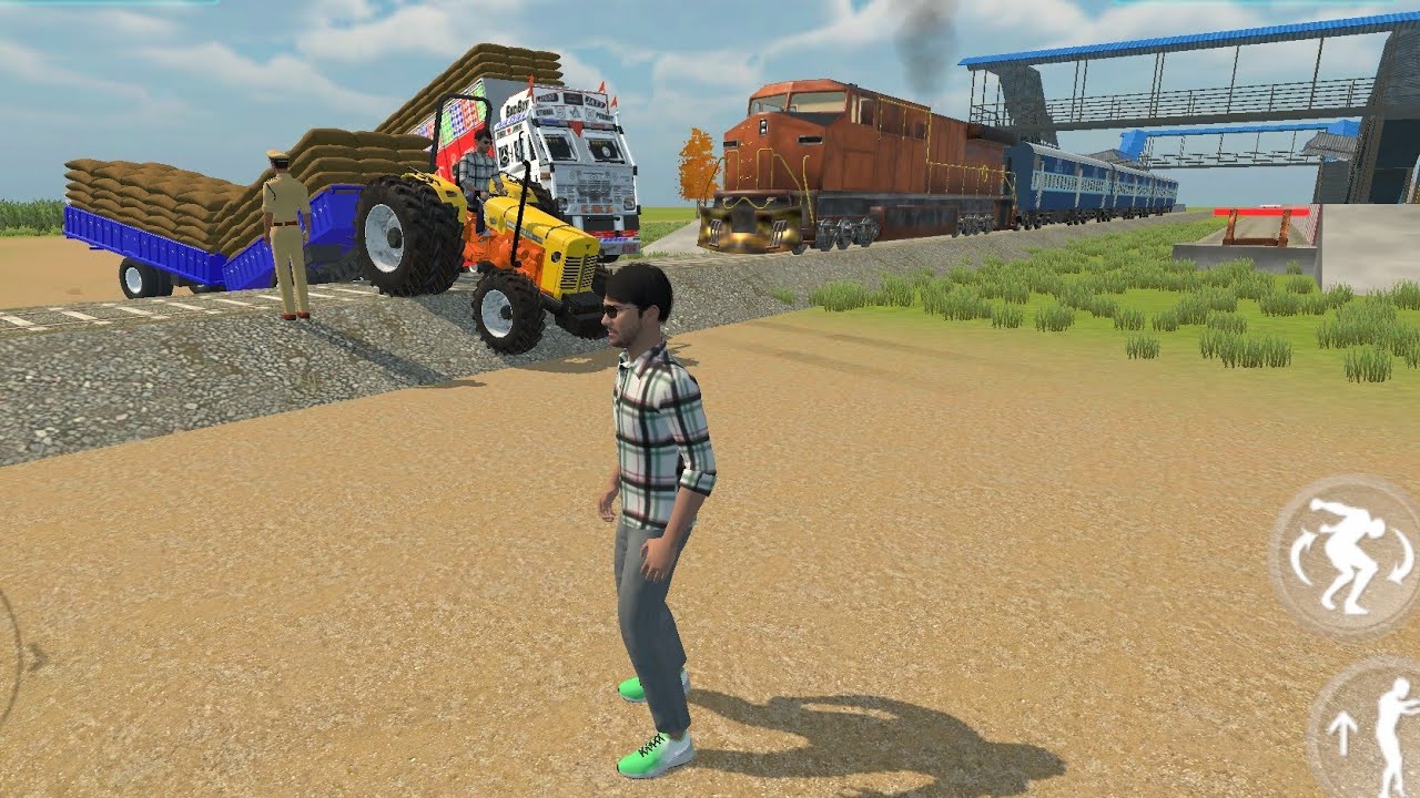 Tractor crossing railway line Indian Vehicles Simulator 3D 