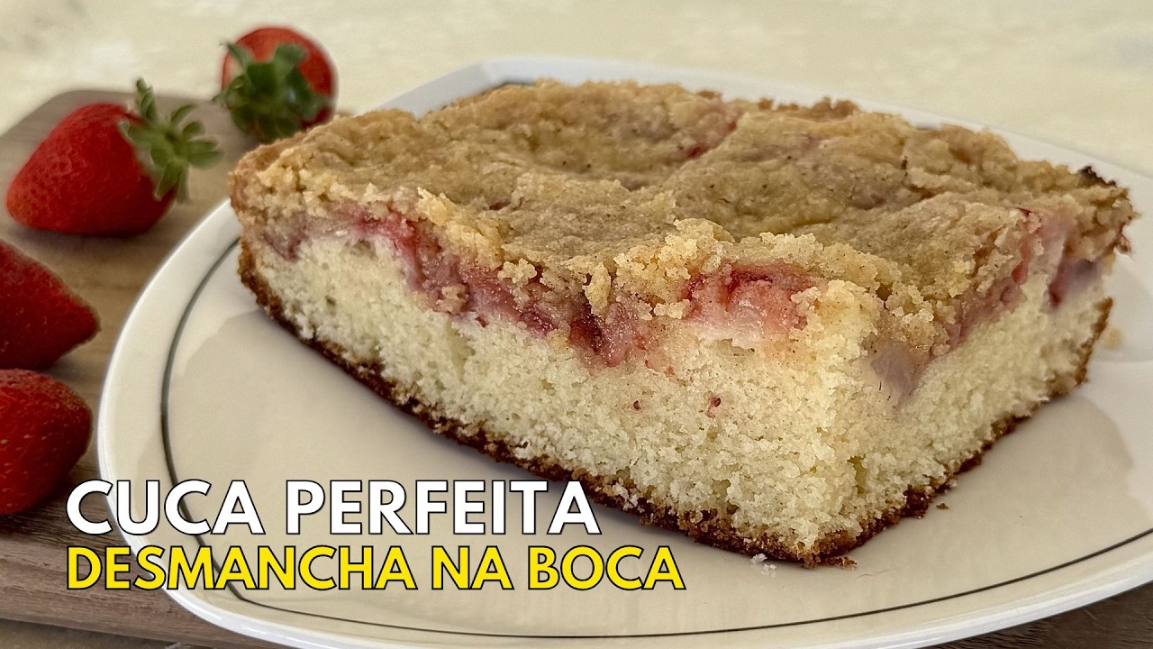 Cuca de Morango | Crocante por Cima, Macia por Dentro