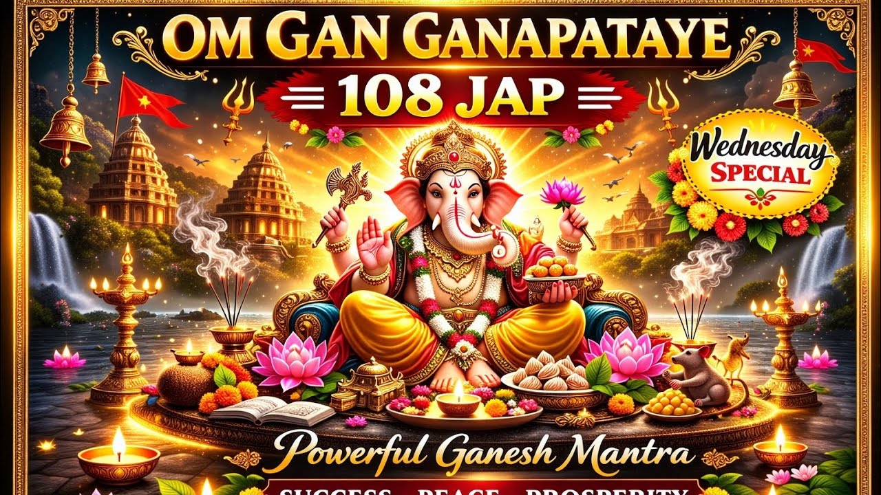 ॐ गं गणपतये नमः | 108 जाप | Powerful Ganesh Mantra | Mantra for Success & Peace 🙏