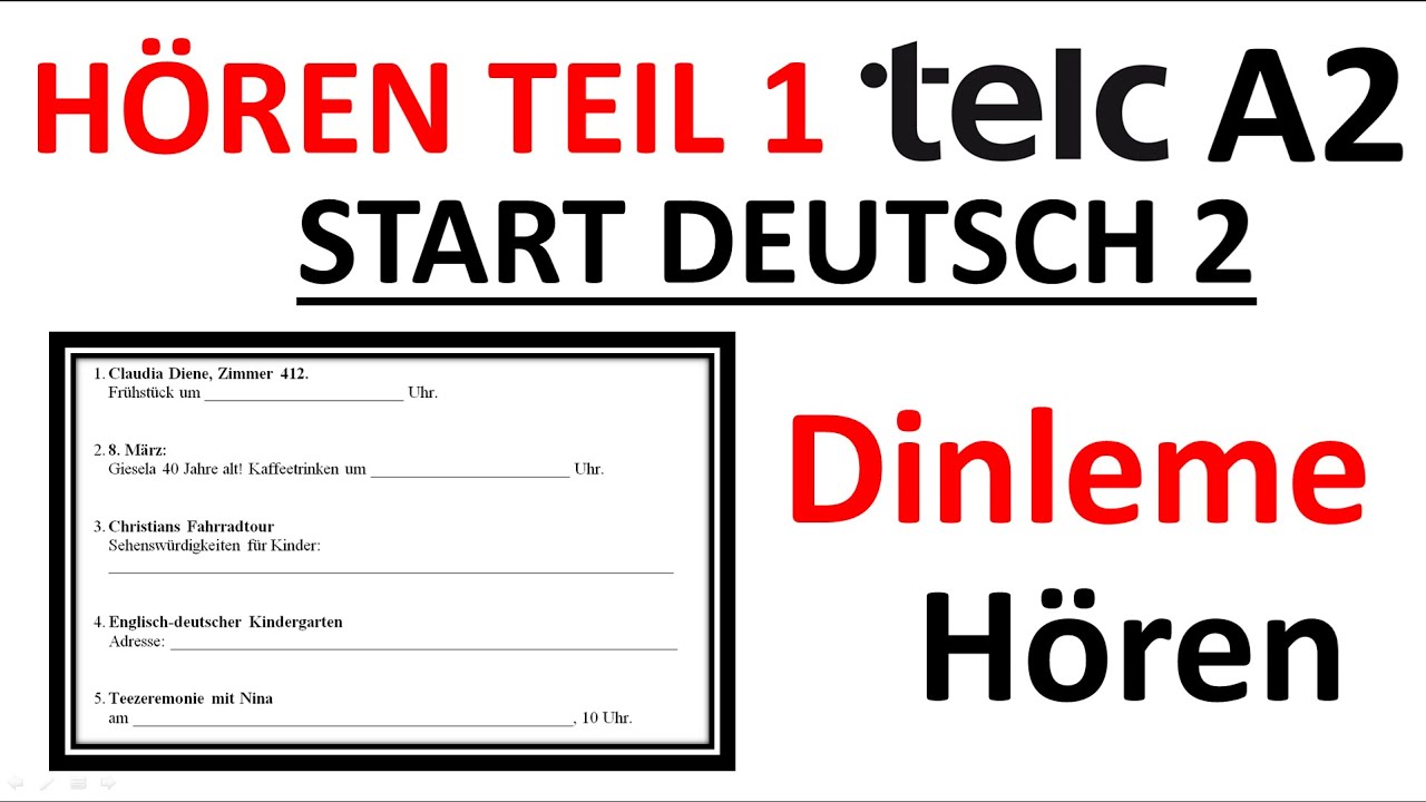 HÖREN Telc A2 Deutsch Start 2 Hören Teil 1/Dinleme 1. Bölüm Deutsch-Almanca A2 Prüfung-Sınav #telca2