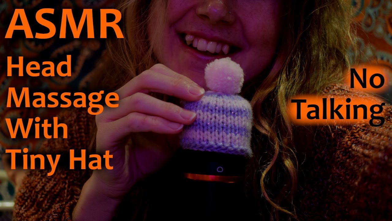 ASMR Head Massage Wearing A Tiny Bobble Hat [No Talking]