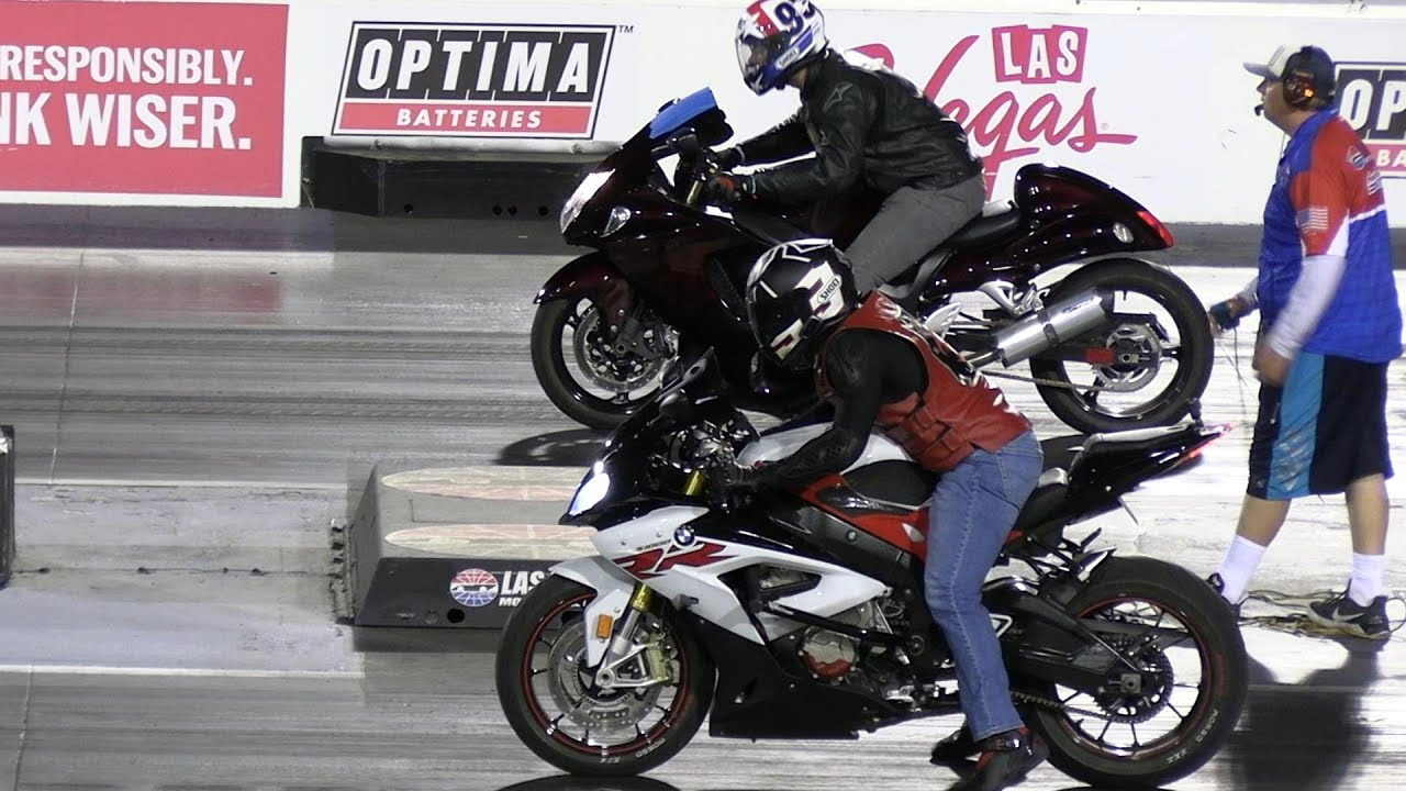 BMW 1000RR vs Hayabusa vs Kawasaki Ninja vs Corvette - drag racing