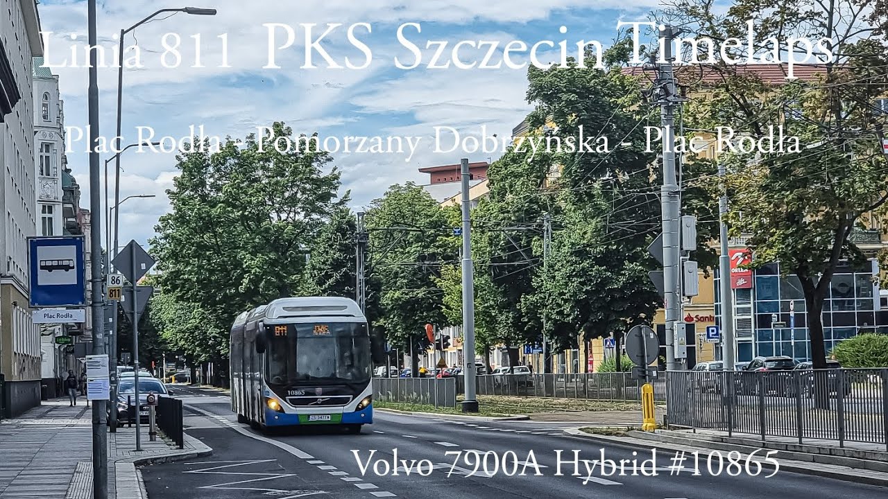 [TIMELAPS] Linia 811 Szczecin Pl. Rodła - Pomorzany Dobrzyńska - Pl. Rodła Volvo 7900A Hybrid #10865