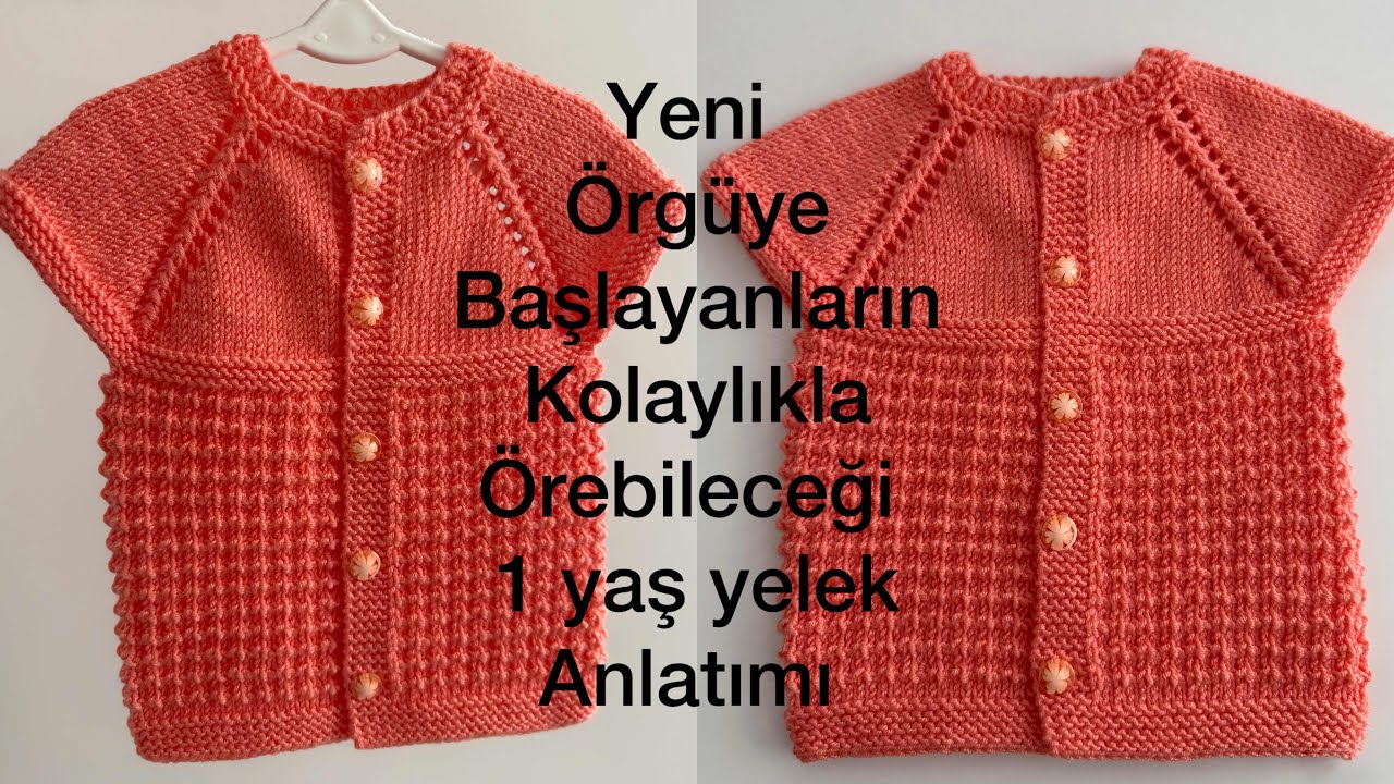 YAPIMI AŞIRI KOLAY YAKADAN BAŞLAMA BEBEK YELEĞİ ANLATIMI ♥️#knittingdesignforbaby #knitting 