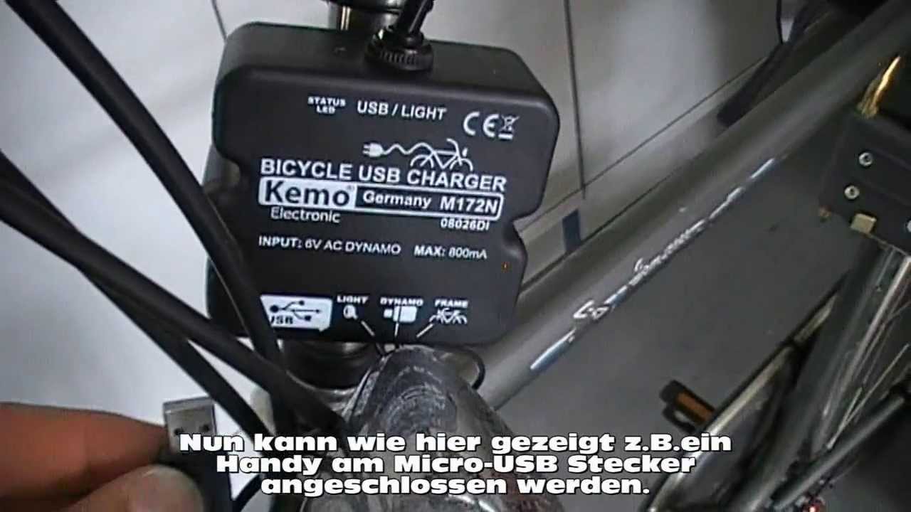 Anschluss Anleitung Fahrrad Power Laderegler USB M172N von Kemo Electronic