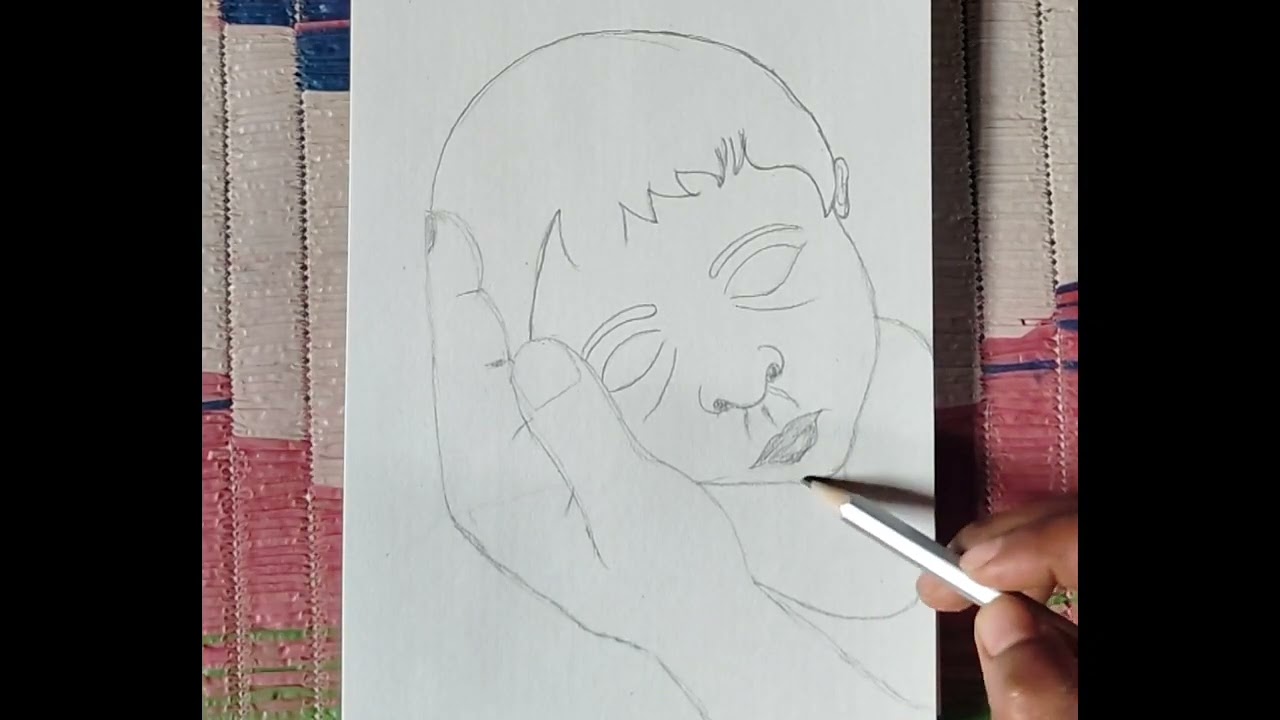 Baby slip on mother hand drawing// tutorial//( easy ) baby slip drawing//