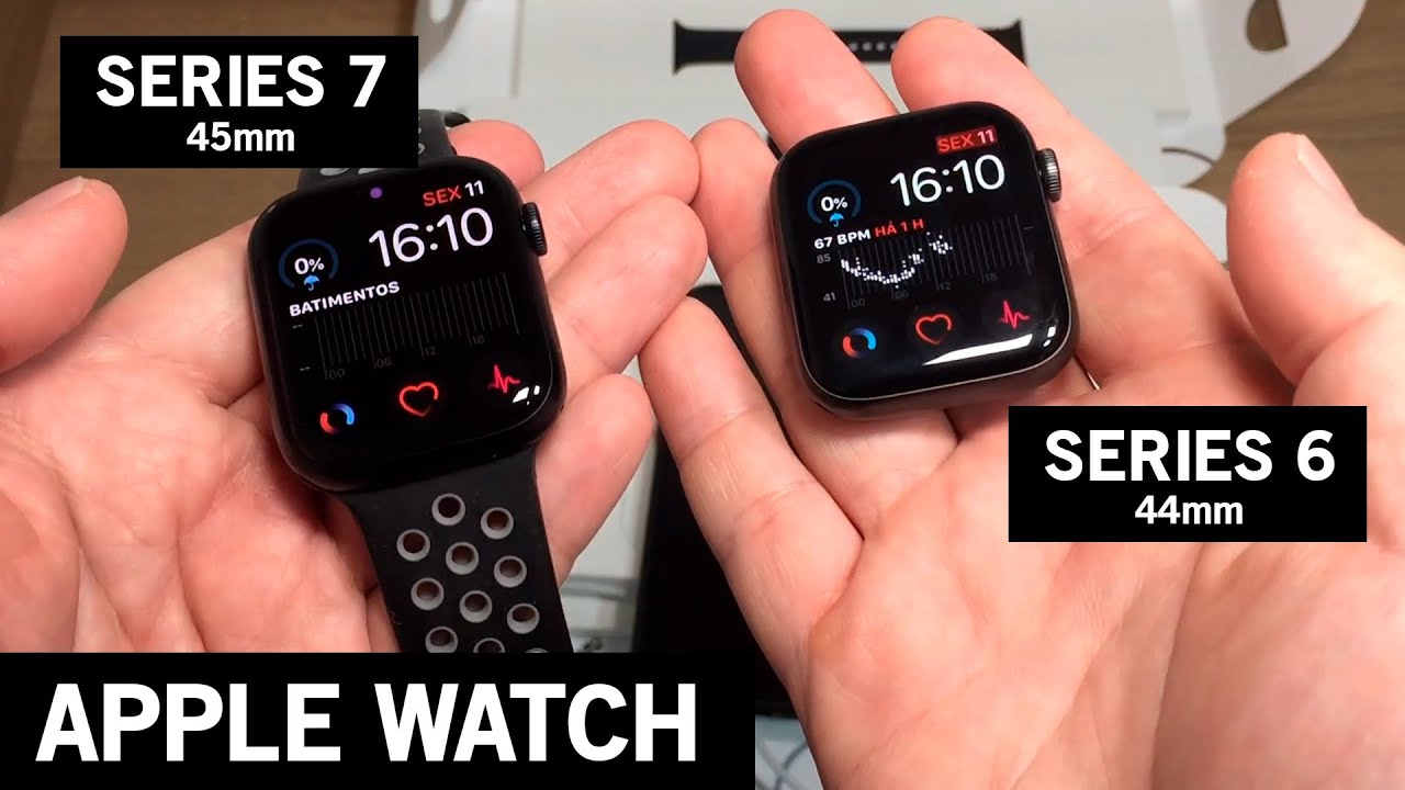 Unboxing do Apple Watch Series 7 e comparação com Series 6. Teste de compatibilidade de acessórios