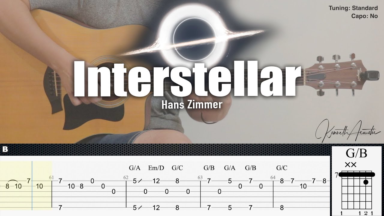 Interstellar - Hans Zimmer | Fingerstyle Guitar | TAB + Chords + Lyrics