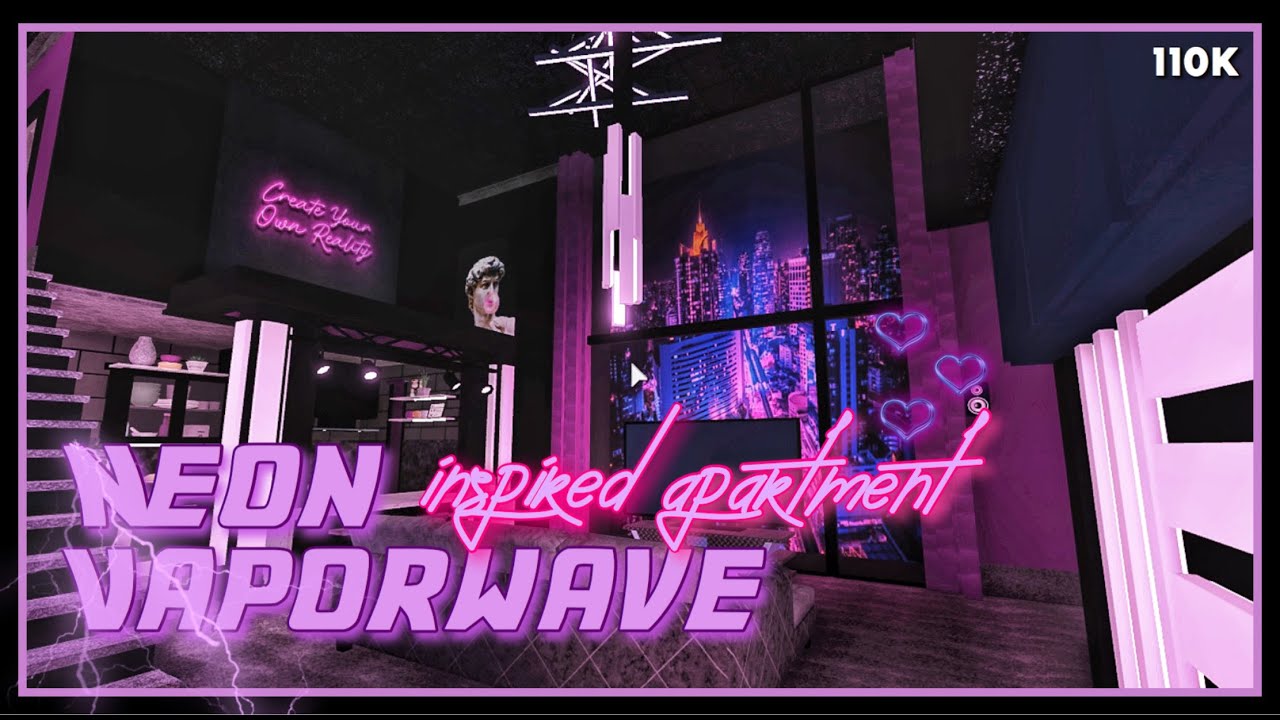 Bloxburg Neon/Vaporwave Inspired Apartment Speedbuild