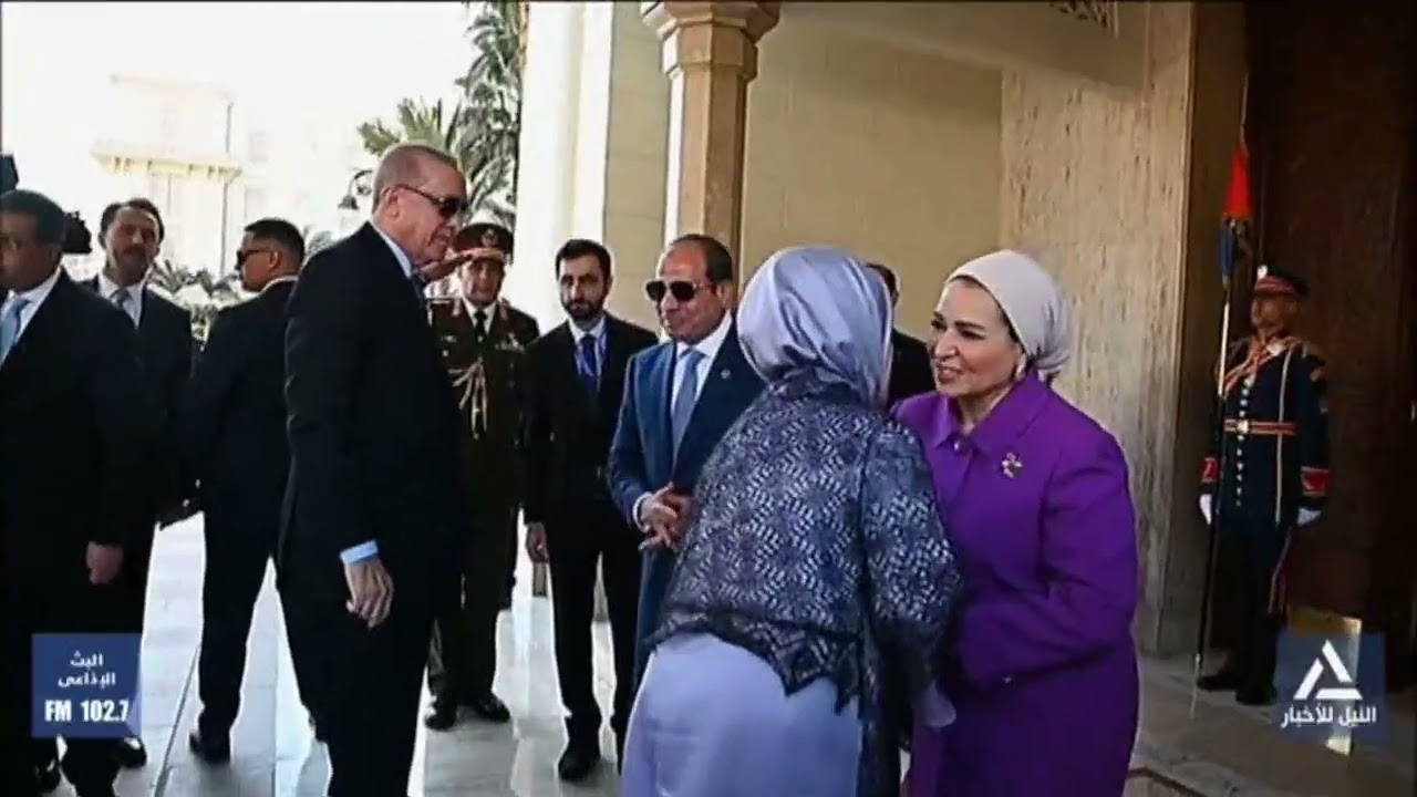 الرئيس عبد الفتاح السيسى والسيدة قرينته يستقبلان الرئيس التركى والسيدة قرينته‎
