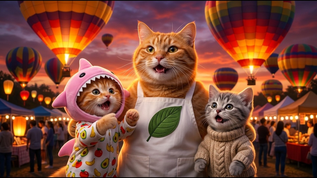 Ginger Kitten Shares a Hot Air Balloon Ride with a Lonely Gray Kitten 🎈🐱