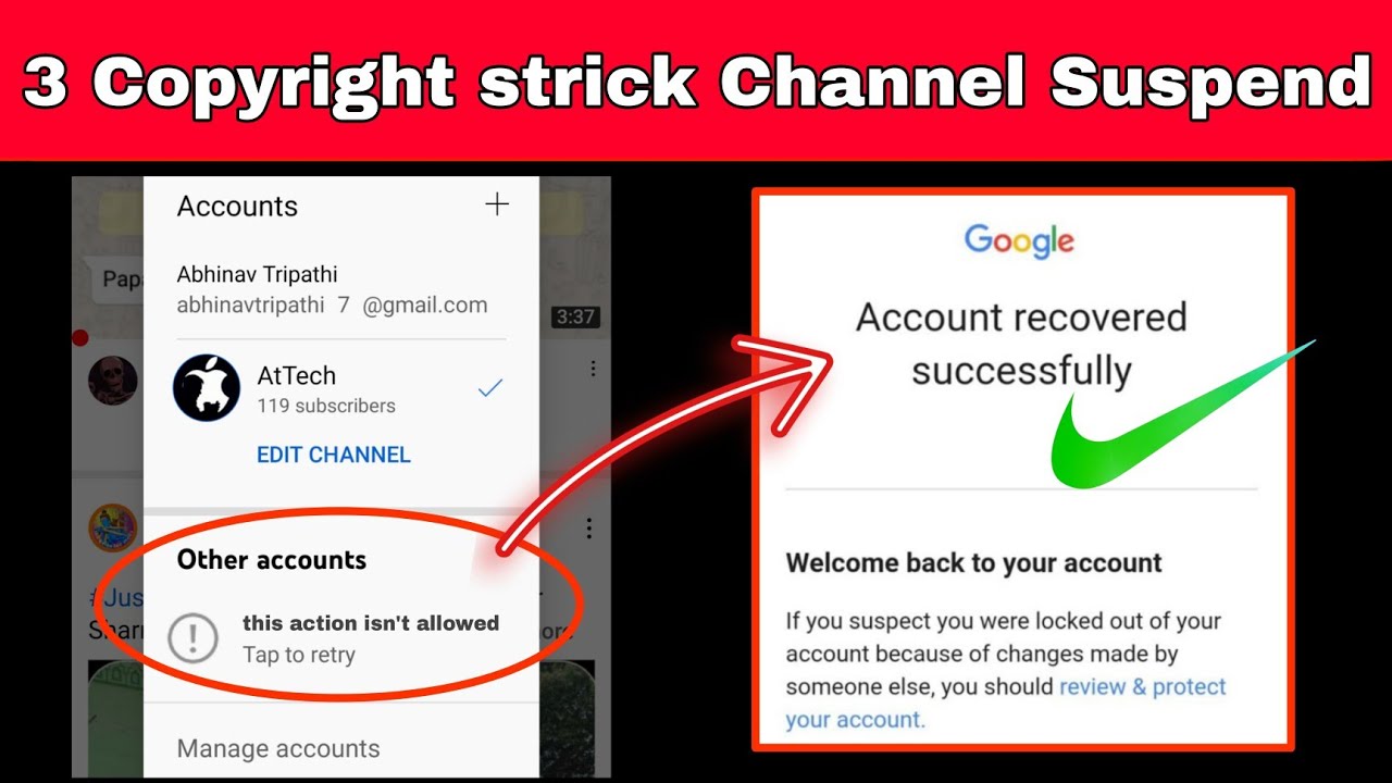 this action isn't allowed | How To Back Youtube Channel After 3 Copyright Strike 2022