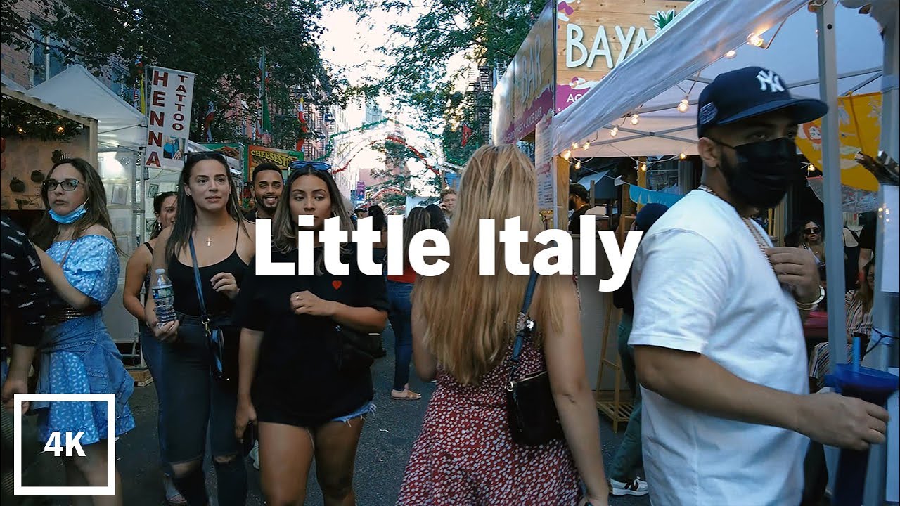 ⁴ᴷ⁶⁰Walking New York City: Summertime Little Italy Street Food Fair