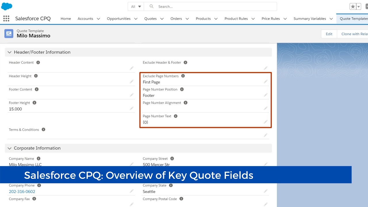 Salesforce CPQ Customizing Quote Documents - Page Numbers